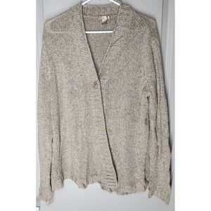 White Stag Women's Plus Size 2XL One Button Beige Long Sleeve Cardigan XXL LARGE